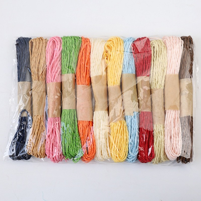 12pcs Colorful Paper String Ribbon Paper Raffia String Craft Cord Rope for  Arts Crafts DIY Gift